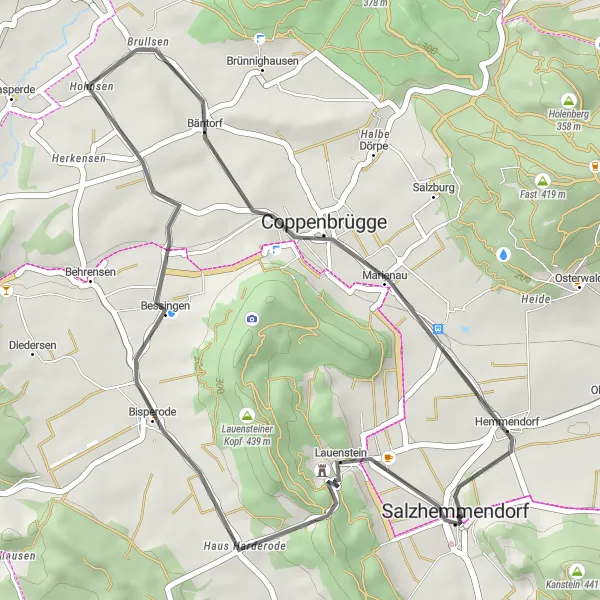 Map miniature of "Countryside Gem - Salzhemmendorf Route" cycling inspiration in Hannover, Germany. Generated by Tarmacs.app cycling route planner