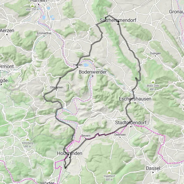 Karten-Miniaturansicht der Radinspiration "Road-Tour um Salzhemmendorf" in Hannover, Germany. Erstellt vom Tarmacs.app-Routenplaner für Radtouren