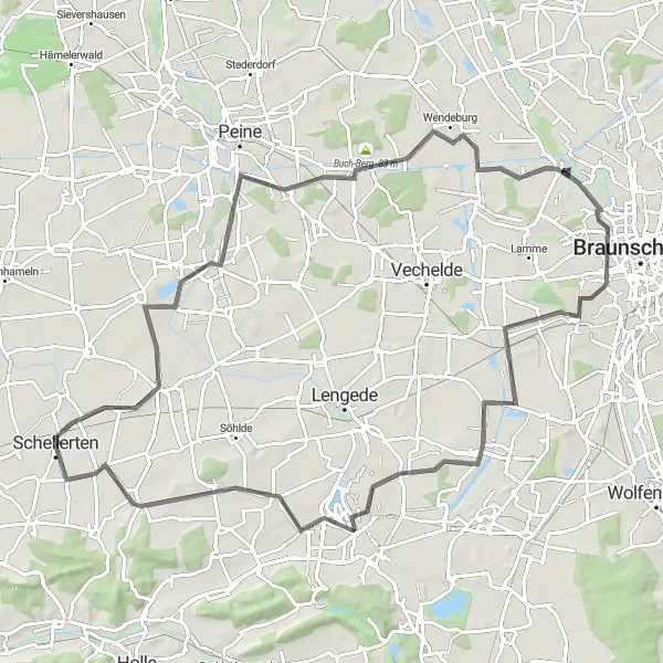 Map miniature of "Exploring Schellerten and its Surroundings" cycling inspiration in Hannover, Germany. Generated by Tarmacs.app cycling route planner