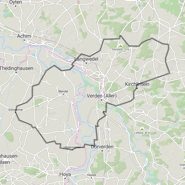 Map miniature of "The Brunsbrock Challenge" cycling inspiration in Hannover, Germany. Generated by Tarmacs.app cycling route planner