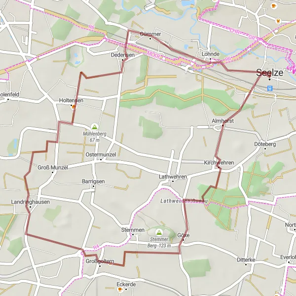 Karten-Miniaturansicht der Radinspiration "Gravel Tour durch Großgoltern und Dedensen" in Hannover, Germany. Erstellt vom Tarmacs.app-Routenplaner für Radtouren