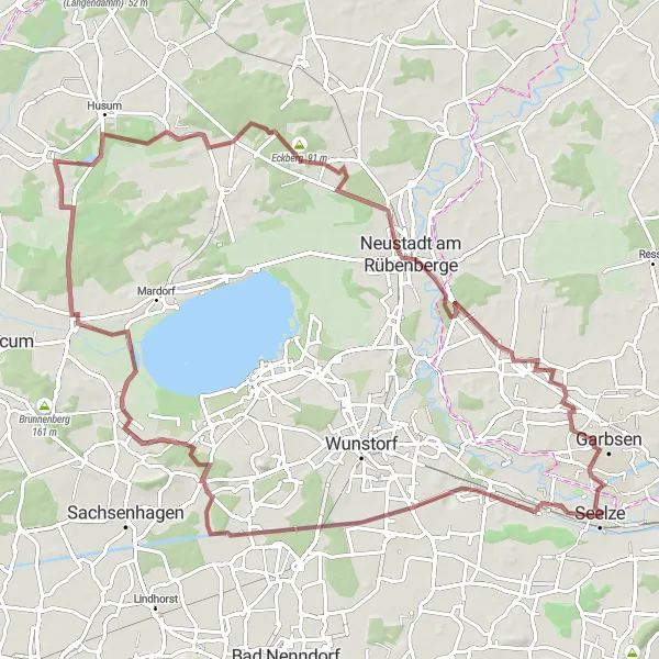 Map miniature of "Around Seelze Gravel Adventure" cycling inspiration in Hannover, Germany. Generated by Tarmacs.app cycling route planner