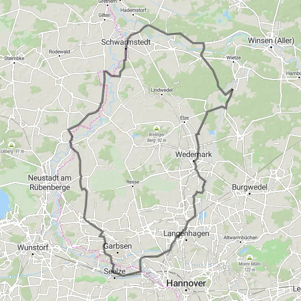 Karten-Miniaturansicht der Radinspiration "Road-Tour entlang malerischer Wege" in Hannover, Germany. Erstellt vom Tarmacs.app-Routenplaner für Radtouren