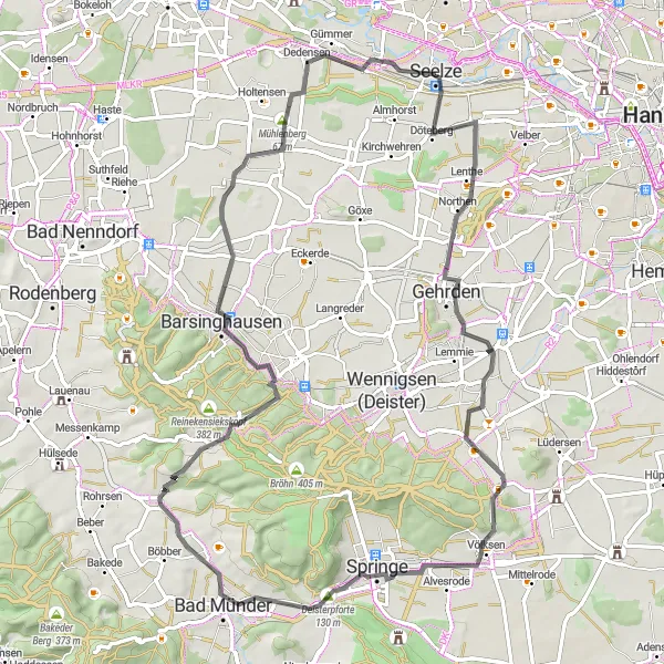 Map miniature of "Hillside Adventure" cycling inspiration in Hannover, Germany. Generated by Tarmacs.app cycling route planner