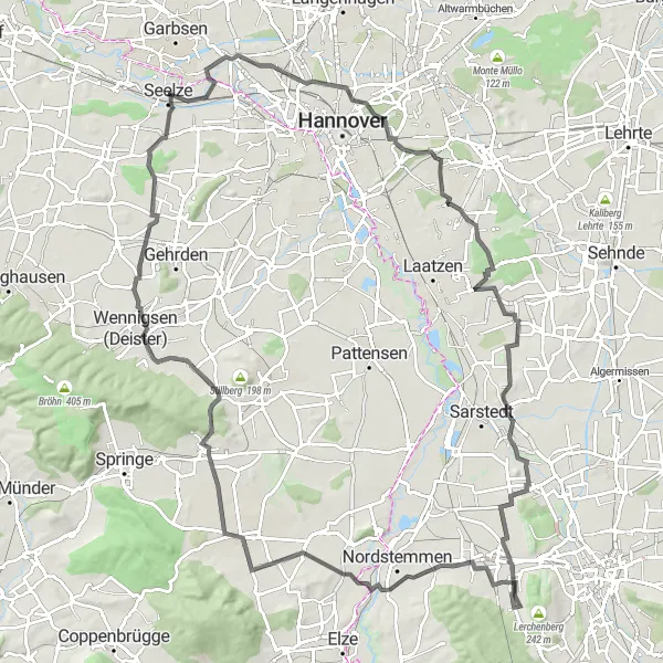 Map miniature of "Castles and Countryside Tour" cycling inspiration in Hannover, Germany. Generated by Tarmacs.app cycling route planner
