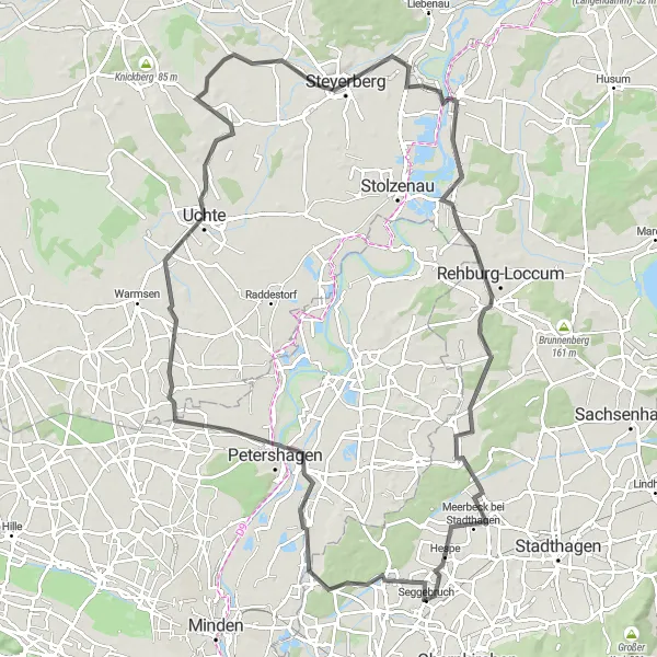 Map miniature of "Weser Valley Scenic Road Tour" cycling inspiration in Hannover, Germany. Generated by Tarmacs.app cycling route planner