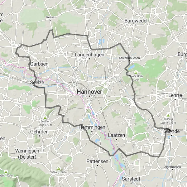 Karten-Miniaturansicht der Radinspiration "Rund um Hannover - Sehnde erleben" in Hannover, Germany. Erstellt vom Tarmacs.app-Routenplaner für Radtouren