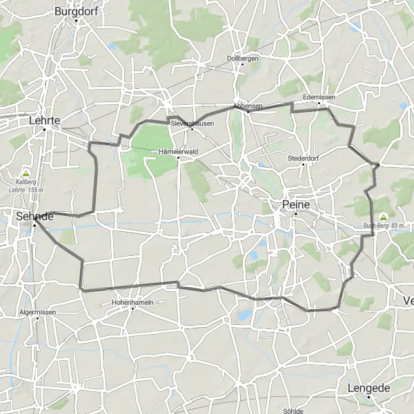 Karten-Miniaturansicht der Radinspiration "Rundweg durch Rethmar und Ölsburg" in Hannover, Germany. Erstellt vom Tarmacs.app-Routenplaner für Radtouren