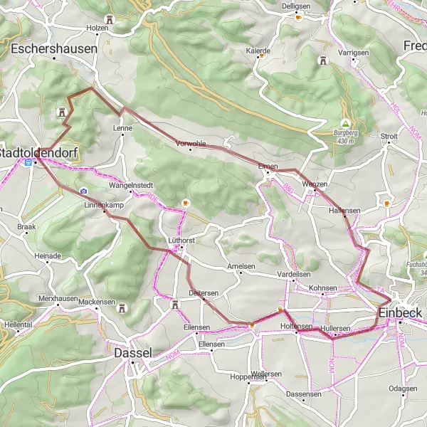 Karten-Miniaturansicht der Radinspiration "Rund um Stadtoldendorf" in Hannover, Germany. Erstellt vom Tarmacs.app-Routenplaner für Radtouren