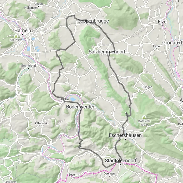 Karten-Miniaturansicht der Radinspiration "Panorama-Radtour durch das Weserbergland" in Hannover, Germany. Erstellt vom Tarmacs.app-Routenplaner für Radtouren