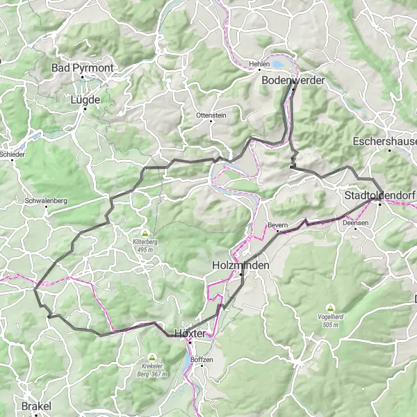 Karten-Miniaturansicht der Radinspiration "Road-Tour nach Holzminden" in Hannover, Germany. Erstellt vom Tarmacs.app-Routenplaner für Radtouren
