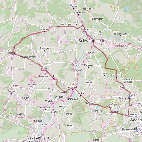 Karten-Miniaturansicht der Radinspiration "Woods and Valleys Circuit" in Hannover, Germany. Erstellt vom Tarmacs.app-Routenplaner für Radtouren