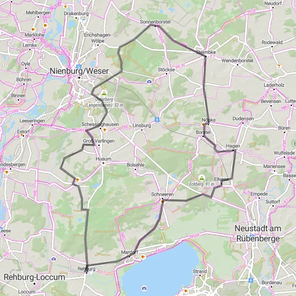 Karten-Miniaturansicht der Radinspiration "Rund um Steimbke und Umgebung" in Hannover, Germany. Erstellt vom Tarmacs.app-Routenplaner für Radtouren