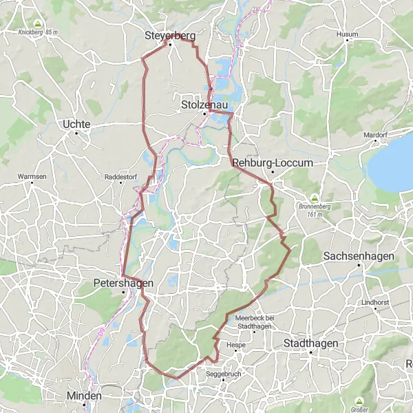 Map miniature of "Loccum Abbey Gravel Adventure" cycling inspiration in Hannover, Germany. Generated by Tarmacs.app cycling route planner