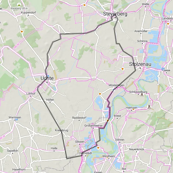 Map miniature of "Stolzenau Loop" cycling inspiration in Hannover, Germany. Generated by Tarmacs.app cycling route planner