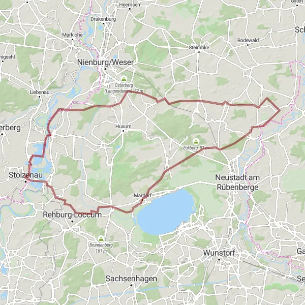 Map miniature of "Landesbergen - Hühnenberg Gravel Tour" cycling inspiration in Hannover, Germany. Generated by Tarmacs.app cycling route planner