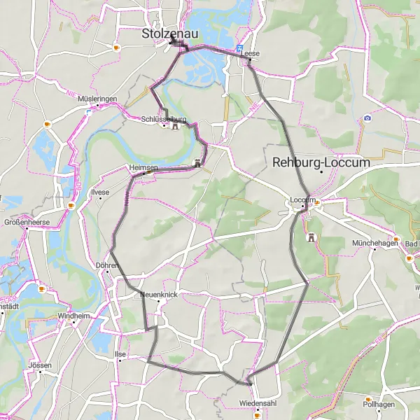 Map miniature of "The Stolzenau Adventure" cycling inspiration in Hannover, Germany. Generated by Tarmacs.app cycling route planner
