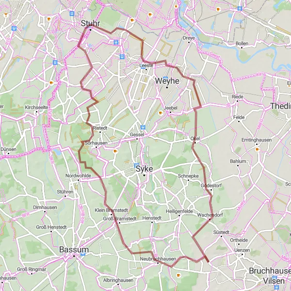 Map miniature of "Sudweyhe Loop" cycling inspiration in Hannover, Germany. Generated by Tarmacs.app cycling route planner
