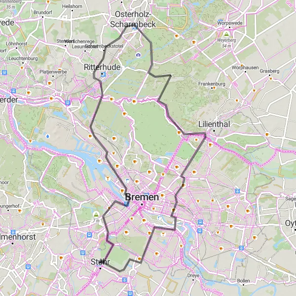 Map miniature of "Walle Circuit (Road)" cycling inspiration in Hannover, Germany. Generated by Tarmacs.app cycling route planner