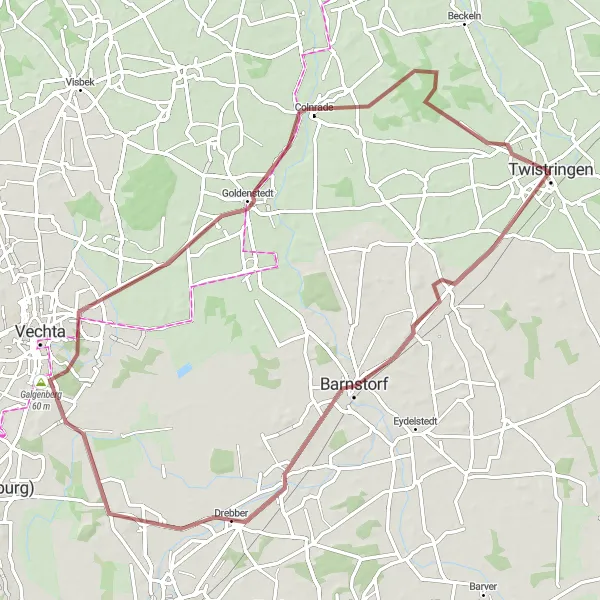 Map miniature of "Drentwede to Altenmarhorst Gravel Cycling Route" cycling inspiration in Hannover, Germany. Generated by Tarmacs.app cycling route planner