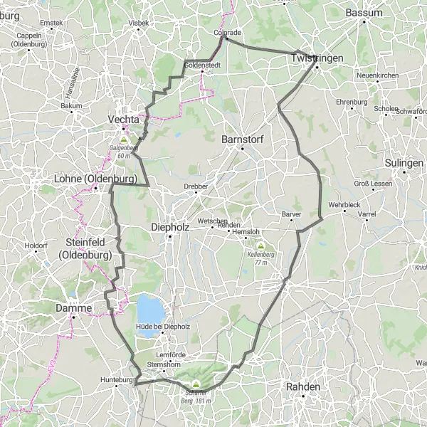 Karten-Miniaturansicht der Radinspiration "Roadtrip durch Freistatt und Umgebung" in Hannover, Germany. Erstellt vom Tarmacs.app-Routenplaner für Radtouren