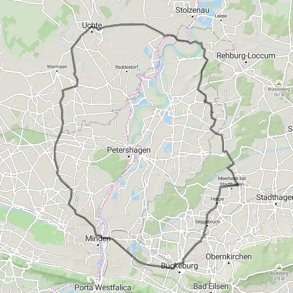 Map miniature of "Nendorf to Friedewalde Circuit" cycling inspiration in Hannover, Germany. Generated by Tarmacs.app cycling route planner