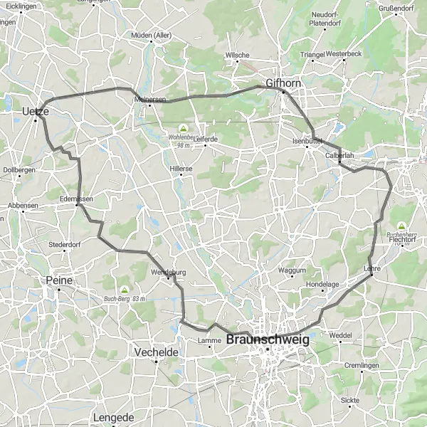 Map miniature of "Countryside Adventure" cycling inspiration in Hannover, Germany. Generated by Tarmacs.app cycling route planner