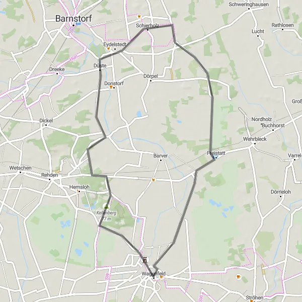 Map miniature of "Auburg Gravel Loop" cycling inspiration in Hannover, Germany. Generated by Tarmacs.app cycling route planner