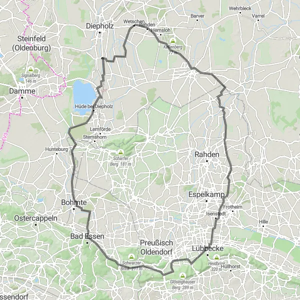 Map miniature of "Rehden Adventure" cycling inspiration in Hannover, Germany. Generated by Tarmacs.app cycling route planner