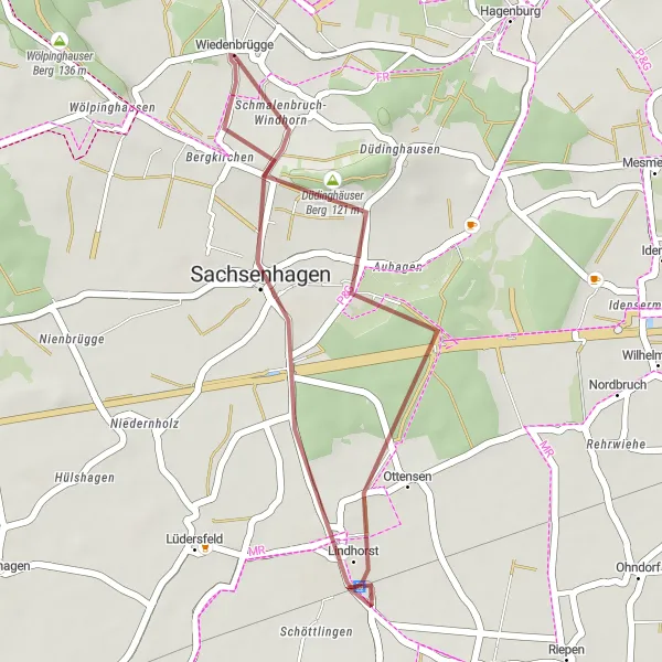 Karten-Miniaturansicht der Radinspiration "Rundtour durch Sachsenhagen und Auhagen" in Hannover, Germany. Erstellt vom Tarmacs.app-Routenplaner für Radtouren