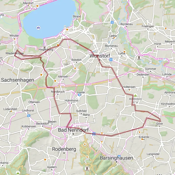 Map miniature of "Wölpinghausen Gravel Adventure" cycling inspiration in Hannover, Germany. Generated by Tarmacs.app cycling route planner