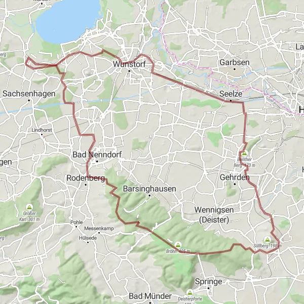 Karten-Miniaturansicht der Radinspiration "Abenteuerliche Tour entlang des Benther Bergs" in Hannover, Germany. Erstellt vom Tarmacs.app-Routenplaner für Radtouren