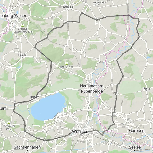 Map miniature of "Bike Adventure at Wölpinghausen" cycling inspiration in Hannover, Germany. Generated by Tarmacs.app cycling route planner