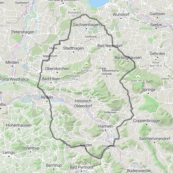 Map miniature of "Hannover Hills" cycling inspiration in Hannover, Germany. Generated by Tarmacs.app cycling route planner