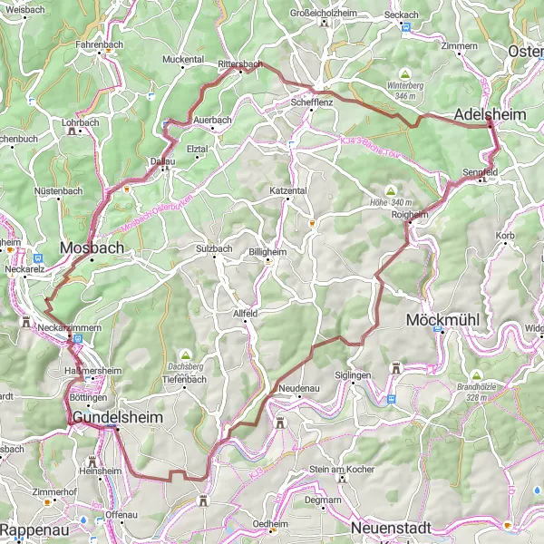 Karten-Miniaturansicht der Radinspiration "Die Rittersbach-Expedition" in Karlsruhe, Germany. Erstellt vom Tarmacs.app-Routenplaner für Radtouren