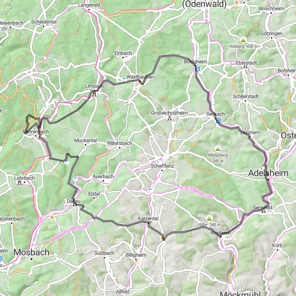 Karten-Miniaturansicht der Radinspiration "Weinbergtour mit historischen Highlights" in Karlsruhe, Germany. Erstellt vom Tarmacs.app-Routenplaner für Radtouren
