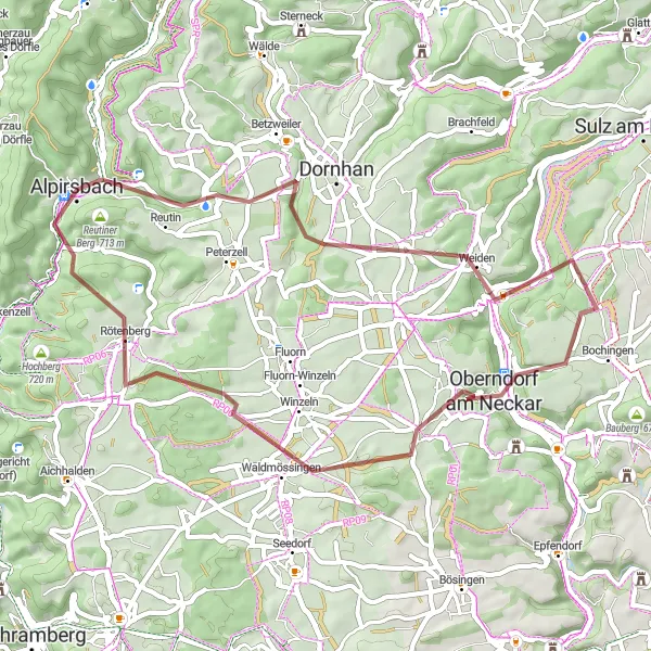 Karten-Miniaturansicht der Radinspiration "Die Reutiner Berg Route" in Karlsruhe, Germany. Erstellt vom Tarmacs.app-Routenplaner für Radtouren