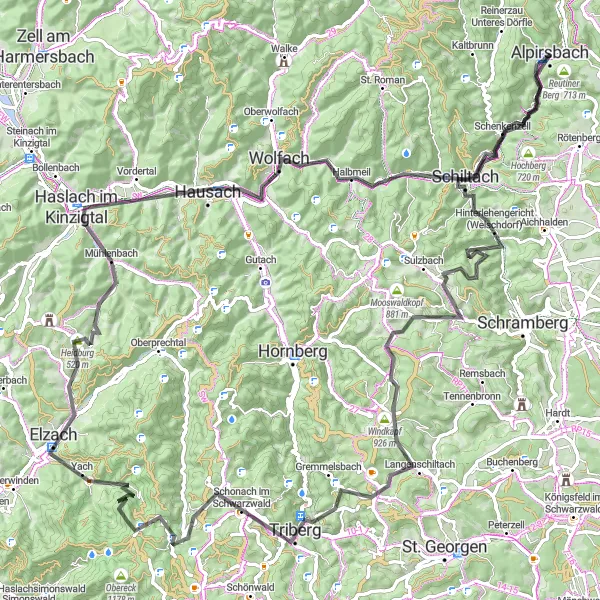 Karten-Miniaturansicht der Radinspiration "Abenteuerliche Tour durch den Schwarzwald" in Karlsruhe, Germany. Erstellt vom Tarmacs.app-Routenplaner für Radtouren
