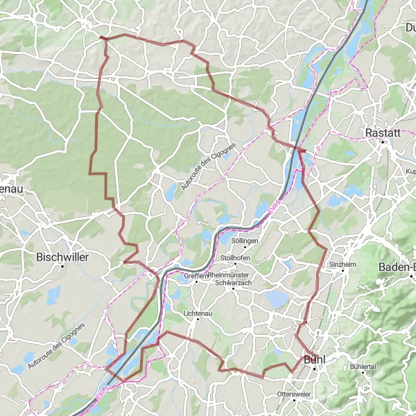 Karten-Miniaturansicht der Radinspiration "Riverside Adventure Ride" in Karlsruhe, Germany. Erstellt vom Tarmacs.app-Routenplaner für Radtouren