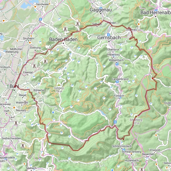 Karten-Miniaturansicht der Radinspiration "Epische Gravel-Tour durch den Schwarzwald" in Karlsruhe, Germany. Erstellt vom Tarmacs.app-Routenplaner für Radtouren
