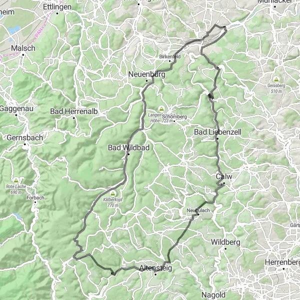Karten-Miniaturansicht der Radinspiration "Aufstieg über Schlösser und Burgen" in Karlsruhe, Germany. Erstellt vom Tarmacs.app-Routenplaner für Radtouren