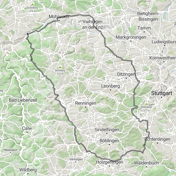 Karten-Miniaturansicht der Radinspiration "Burgentour entlang der Enz" in Karlsruhe, Germany. Erstellt vom Tarmacs.app-Routenplaner für Radtouren