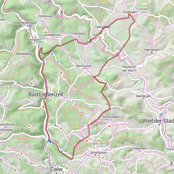Karten-Miniaturansicht der Radinspiration "Entspannte Gravel-Tour durch den Schwarzwald" in Karlsruhe, Germany. Erstellt vom Tarmacs.app-Routenplaner für Radtouren