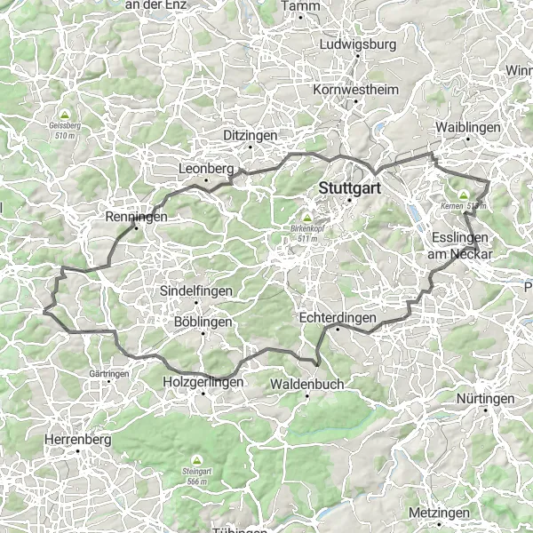 Karten-Miniaturansicht der Radinspiration "Radtour entlang des Neckars" in Karlsruhe, Germany. Erstellt vom Tarmacs.app-Routenplaner für Radtouren