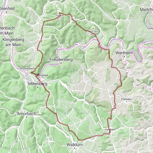 Karten-Miniaturansicht der Radinspiration "Gravel-Erlebnis um Hardheim" in Karlsruhe, Germany. Erstellt vom Tarmacs.app-Routenplaner für Radtouren