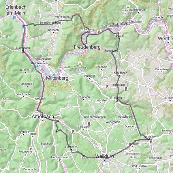 Karten-Miniaturansicht der Radinspiration "Radtour durch den Odenwald" in Karlsruhe, Germany. Erstellt vom Tarmacs.app-Routenplaner für Radtouren