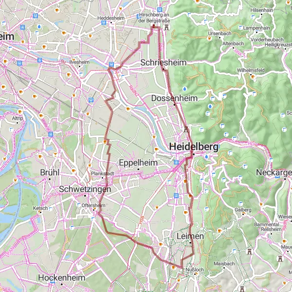 Map miniature of "Gravel Adventure" cycling inspiration in Karlsruhe, Germany. Generated by Tarmacs.app cycling route planner