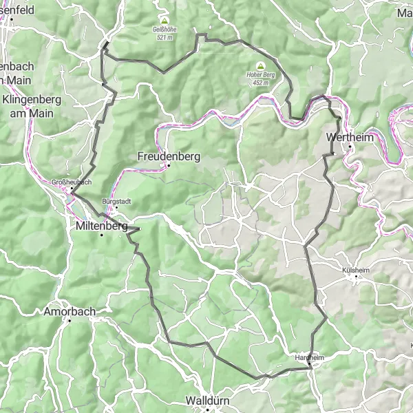 Karten-Miniaturansicht der Radinspiration "Höpfingen-Leutschenberg Rundweg" in Karlsruhe, Germany. Erstellt vom Tarmacs.app-Routenplaner für Radtouren