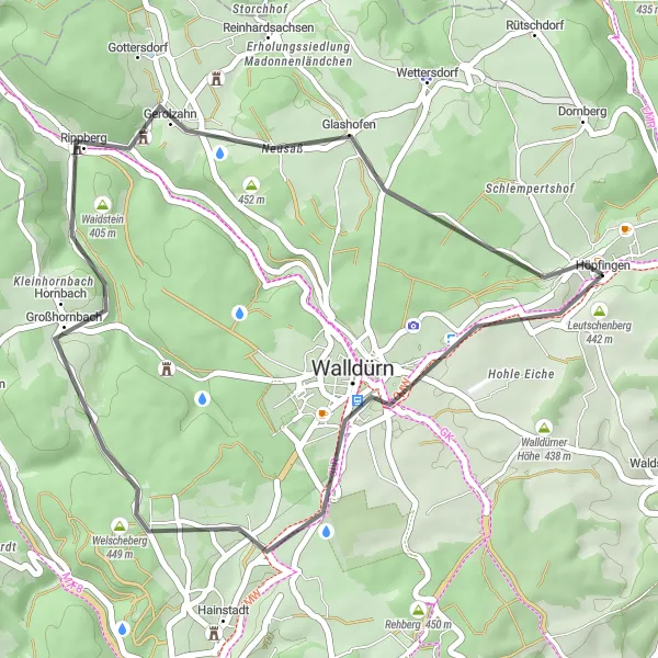 Karten-Miniaturansicht der Radinspiration "Die Walldürn Rundtour" in Karlsruhe, Germany. Erstellt vom Tarmacs.app-Routenplaner für Radtouren