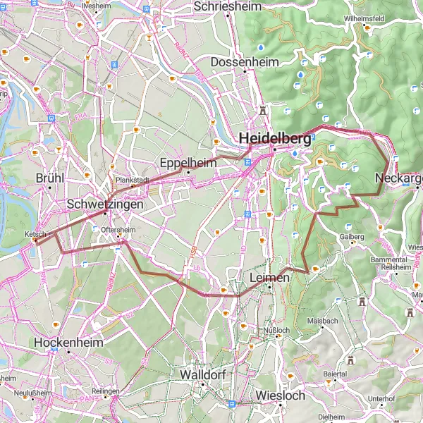 Karten-Miniaturansicht der Radinspiration "Romantik und Natur um Heidelberg" in Karlsruhe, Germany. Erstellt vom Tarmacs.app-Routenplaner für Radtouren